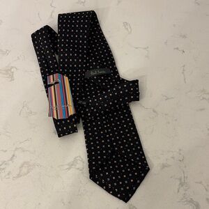 Paul Smith 100% silk Black and Multicolor Geometric Tie